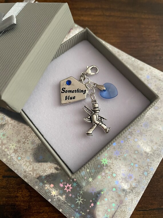 Something Blue Bride To Be Wedding Day Diamond Shape CHIMNEY SWEEP Lucky Charm Gift Box For Garter Bouquet Traditional Poem Handmade Quirky