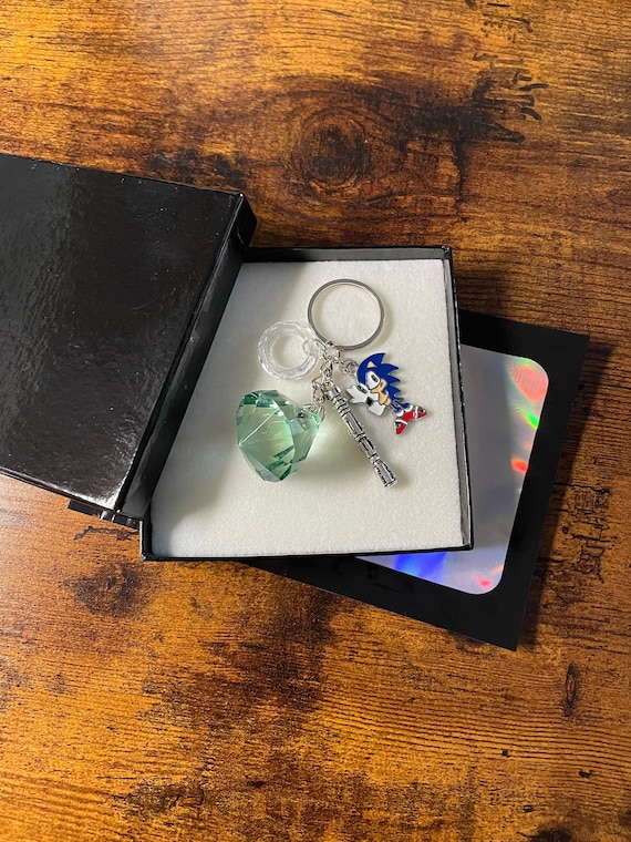 Sonic The HedgeHog Film Inspired Key Ring Charm Set Diamonds Rings Keepsake Gift Box Or Gift Bag Birthday Any Occasion Gaming Geek Sega Xbox