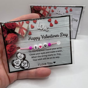Feliz Día de San Valentín Haz un deseo Pulsera I love You Beads Tie On Wrist Mixed Colors Aprox 30cm long Gift For Anyone Rainbow Colour String