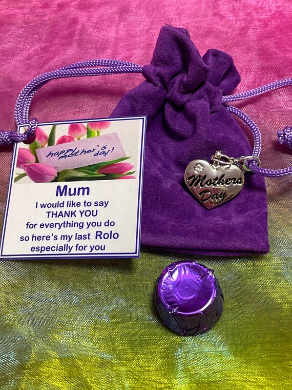 Mother’s Day Last ROLO Chocolate Gift Velvet Bag Card Poem Charm Foil Wrapped Mum Mummy Nan Mother Grandma Any Colour Bag And Foil Quirky