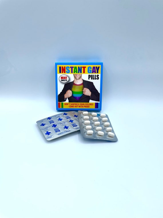 INSTANT GAY PILLS Fun Novelty Quirky Humorous Mint Sweets Gift Birthday Christmas Secret Santa Warning This Is Not A Medicine Pack Laugh