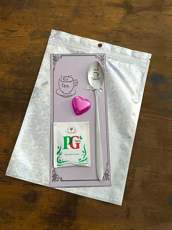 MUM You Will Always Be My BEST - TEA Stainless Steel Spoon Teabag Heart Chocolate Carded Gift Set Keepsake Fun Novelty Shimmer Bag Birthday