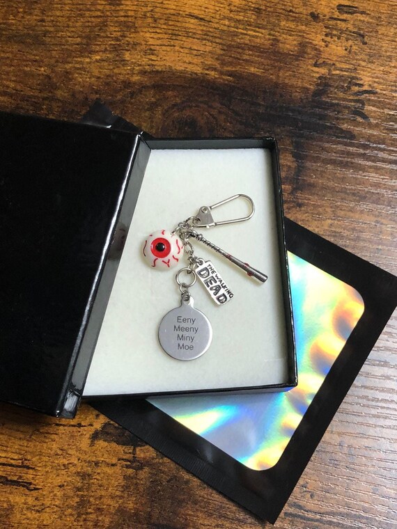 The Walking Dead Inspired Key Charm Gift Boxed Lucille Bat Eeny Meeny Miny Moe Eye Charm Keepsake Xmas Birthday Fear The Dead Negan Inspired