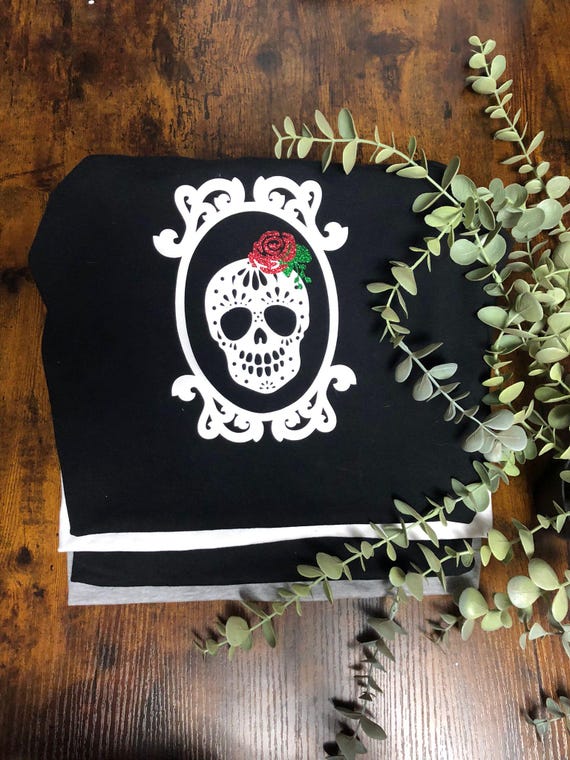 Halloween Skeleton Skull Style Printed T Shirt Living Dead Woman's Loose Fitted Top Black White Red Vinyl Birthday Christmas Gift Scary Fun