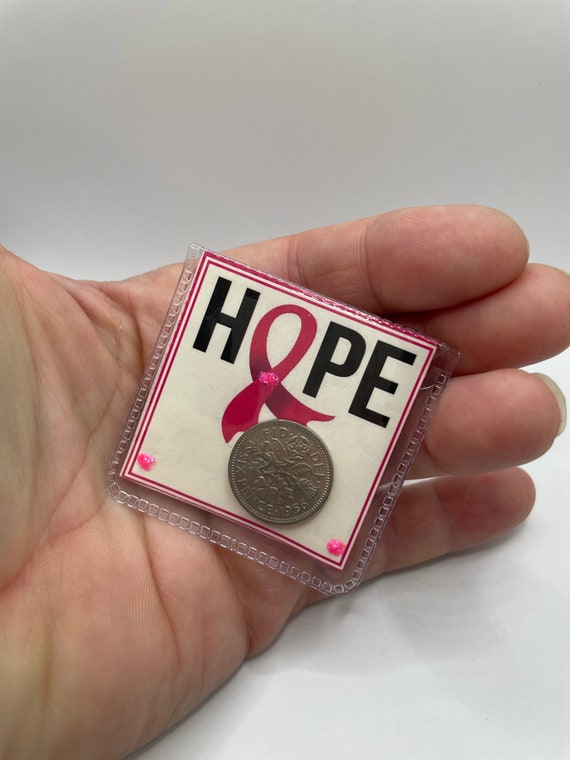 Breast Cancer Awareness Lucky Sixpence Coin For A Little Luck Hope Wallet Purse Or Pocket Gift Poem Gift Bag Ribbon Pink Glitter Keepsake