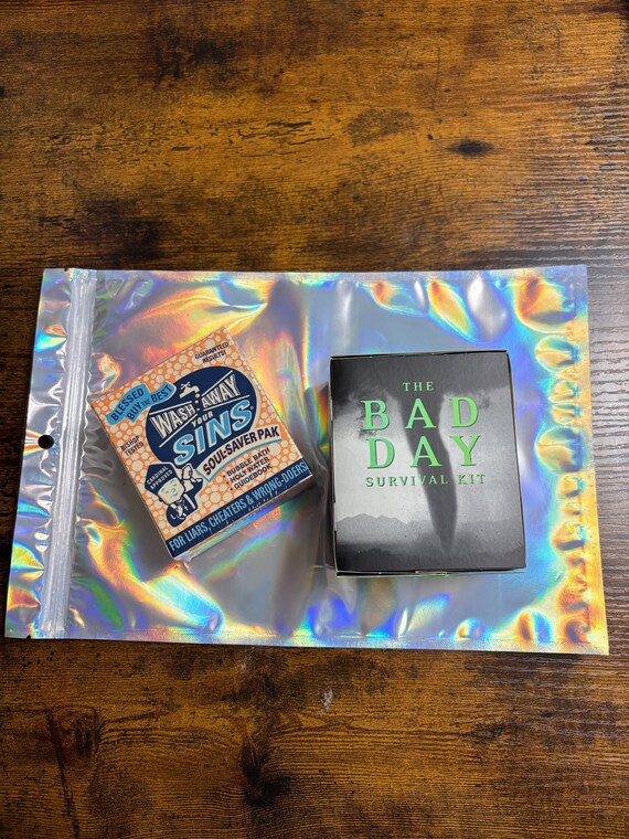 Two Fun Novelty Survival Kits Bad Day Wash Away The Sins Quirky Items Break Up Divorce Booklet Secret Santa Divorce  Birthday