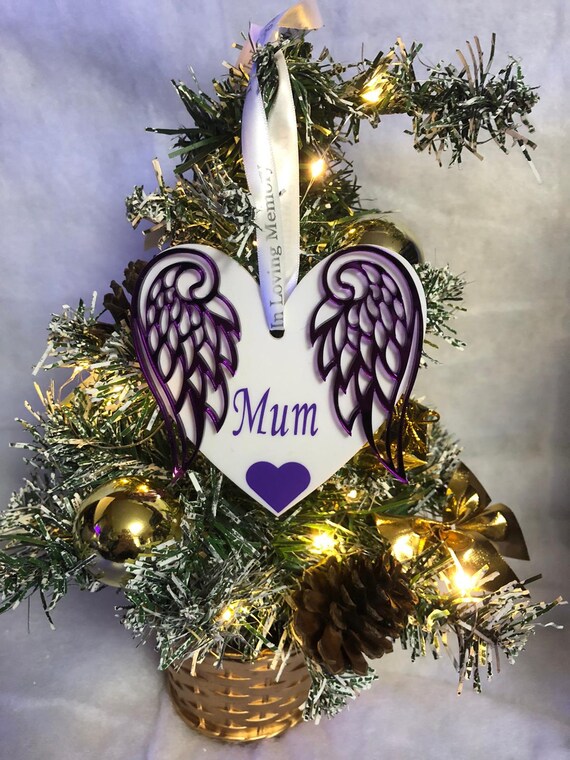 In loving Memory gift christmas tree decoration coloured angel wings wall hanger choice of colours keepsake gift set ribbons bags precious