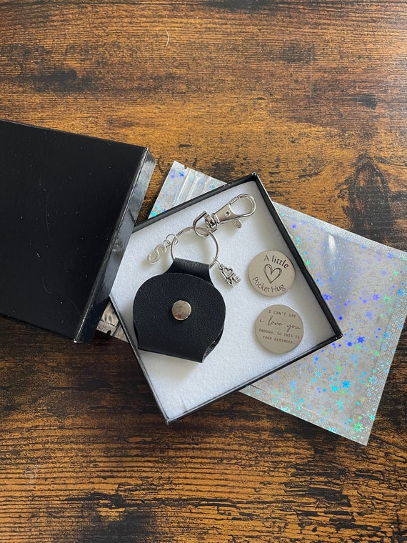 Personalised Initial Charm Pendant And A little Pocket Hug Gift And Pouch Key Ring Love Poem On The Back Reminder Any Occasion Person Hugs