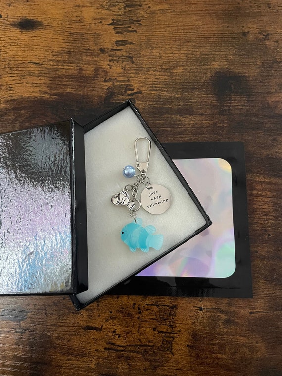 FINDING NEMO Disney Inspired Just Keep Swimming Key Charm Gift Keepsake Box Fish Christmas Birthday Stocking Filler Just Keep Swimming