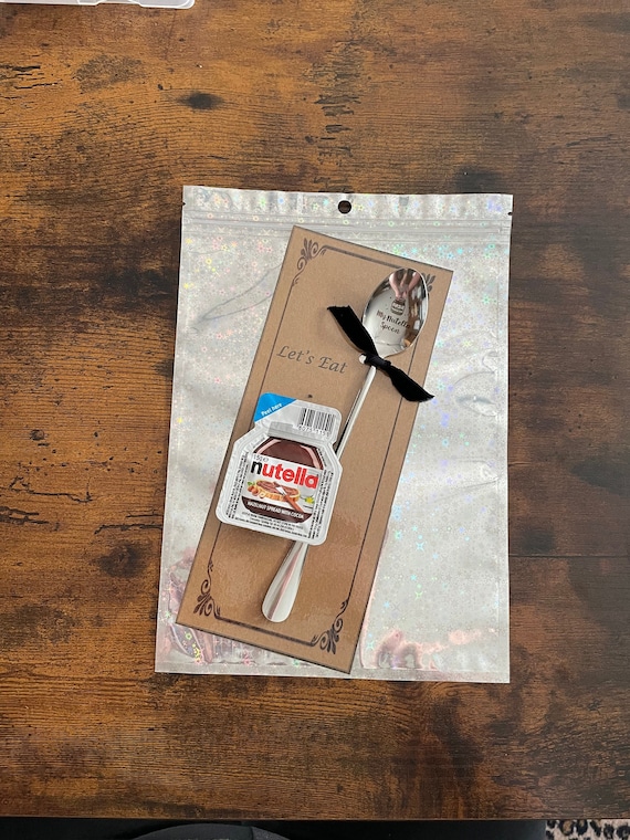 My Nutella SPOON Gift Set Sachet Of Chocolate Spread Brown Carded For Any OCCASION Shimmer Gift Bag Fun Novelty Quirky 15g Long Let’s Eat