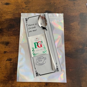 Ensemble carte de sachets de thé avec cuillère longue Happy Retirement Nouveauté amusante Souvenir original Sac cadeau scintillant amusant Merci Bonne chance