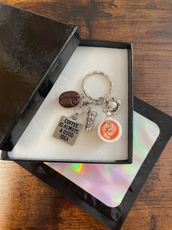 COFFEE Is Always A Good Idea Key Ring Or Bag Charm Pendant Keepsake Gift Coffee Lovers Mug Bean Gift Boxed Quirky Fun Any Occasion Anyone