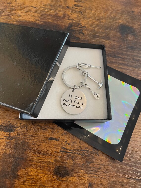 If Dad Can’t Fix It, No One Can Key Ring Charm Pendant Set Tools Spanner Hammer Screwdriver Fathers Day Birthday Keepsake Gift Box Or Bag