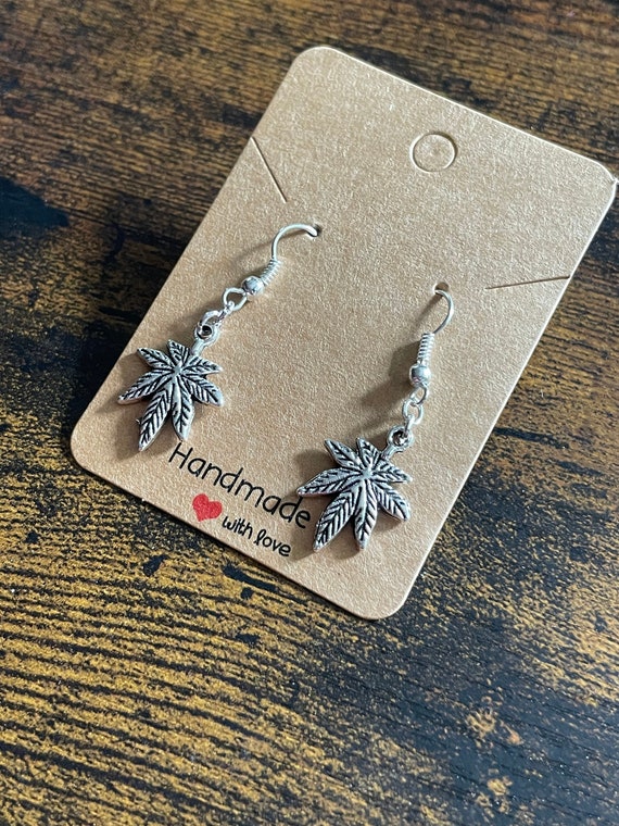 NOVELTY WEED Cannabis Earrings Drop Set Keepsake Fun Quirky Birthday Christmas Secret Santa Stocking Filler Party Bag Favour Gift