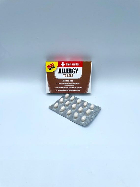 First Aid For ALLERGY TO BOSS Mint Sweets Novelty Fun Quirky Humorous Gift Birthday Christmas Etc Warning This Is Not A Medicine Pack Laugh