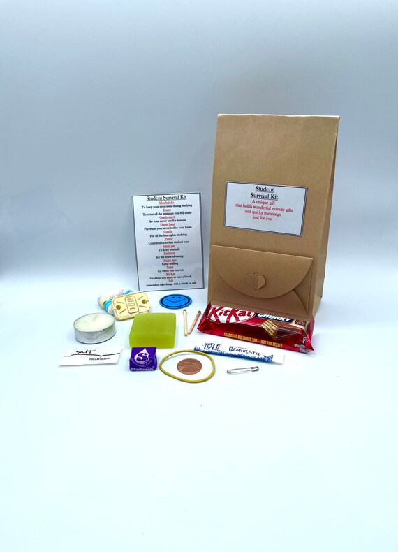 STUDENT Fun Novelty Survival Gift & Personalised Card Optional Present Quirky Unique Paper Bag Envelope Chocolate Salt Penny Sugar Help Out