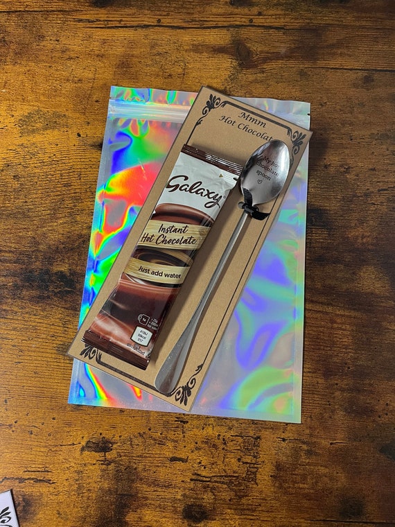 My Hot Chocolate Spoon Sachet Galaxy Carded Long Spoon Fun Novelty Keepsake Shimmer Gift Bag Any Occasion