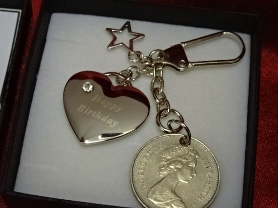 Happy Birthday Old 5 Five Pence Piece English Coin Pendant Gift Any Birth Years keepsake boxed Male Female Fab Unique Gift Quirky Novelty