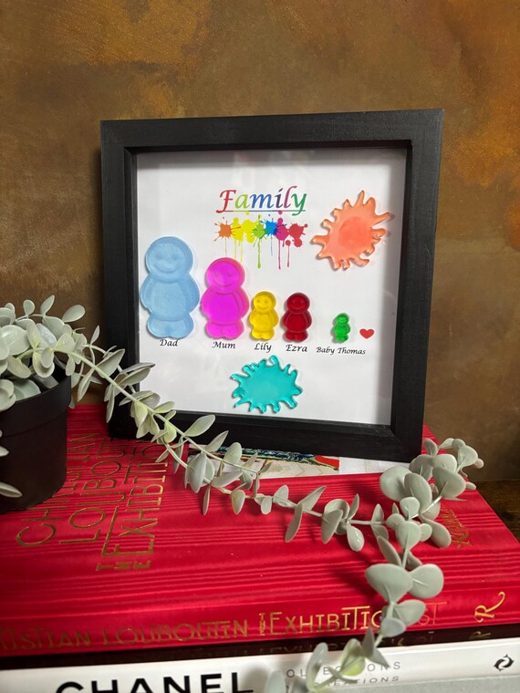 Personalised FLAT Jelly Babies Family Wapping Pop Art Retro Fun Keepsake Any Colours Splats Resin Handmade Deep Frame Box Unique Quirky Gift