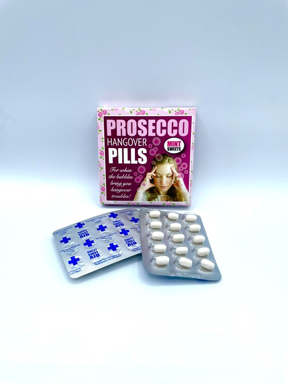 PROSECCO HANGOVER PILLS Fun Novelty Quirky Humorous Mint Sweets Gift Birthday Christmas Secret Santa Warning This Not A Medicine Pack Laugh