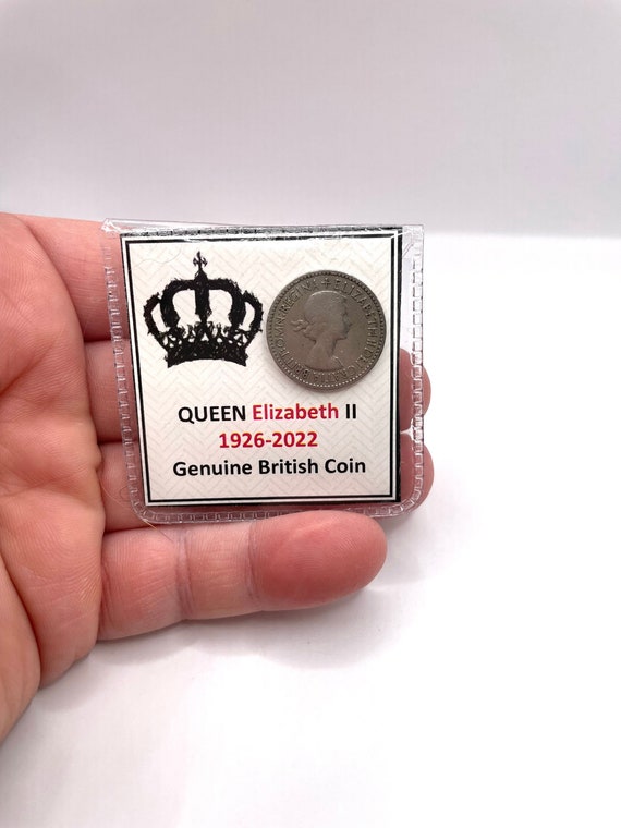 In Loving MEMORY Of Her Majesty Queen Elizabeth II Monarchy Lucky Old Sixpence British Coin Keepsake Wallet Or Purse Gift Bag Crown Flag