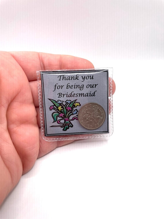 THANK YOU Lucky Sixpence Coin For Bridesmaid Maid Of Honour Mother Of Groom Bride Etc Keepsake Inside Card Gift Organza Bag Bouquets Poem