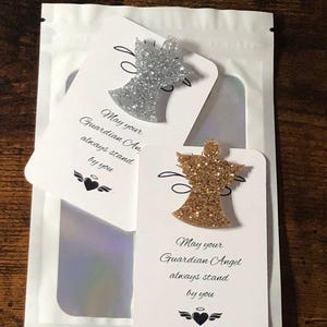 POCKET HUG Glitter beschermengelkaart Keepsake elke gelegenheid Zilver goud glinstering cadeauzakje Moge je beschermengel je altijd bijstaan
