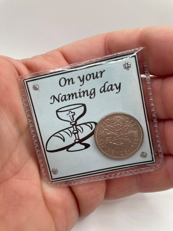 First Holy Communion Naming Day Confirmation Lucky sixpence coin good luck gift in choice of colours keepsake pouch organza bag quirky fun