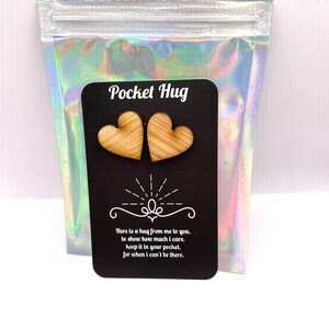 CORAZONES DOBLES Bolsillo Abrázame Corazón Recuerdo Tamaño de tarjeta de crédito Regalo Mantener dentro Monedero Monedero Bolsa Poema Bolsa de regalo abrazo para cuando no estoy allí regalo