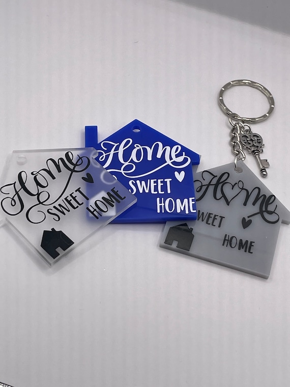 Home Sweet Home Key Ring Charm Set For House Keys Vinyl Printed colours acrylic charm set new housewarming friends gift anyone novelty fun