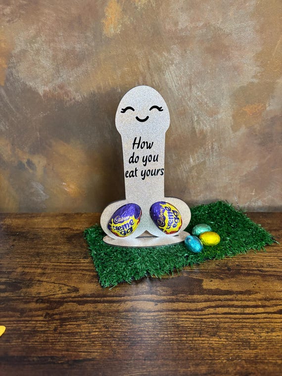 How Do You Eat Yours Egg Penis Willy Style Holder Birthday Easter Fun Novelty Quirky Balls Shimmer Bag Free Standing Naughty But Nice Gift
