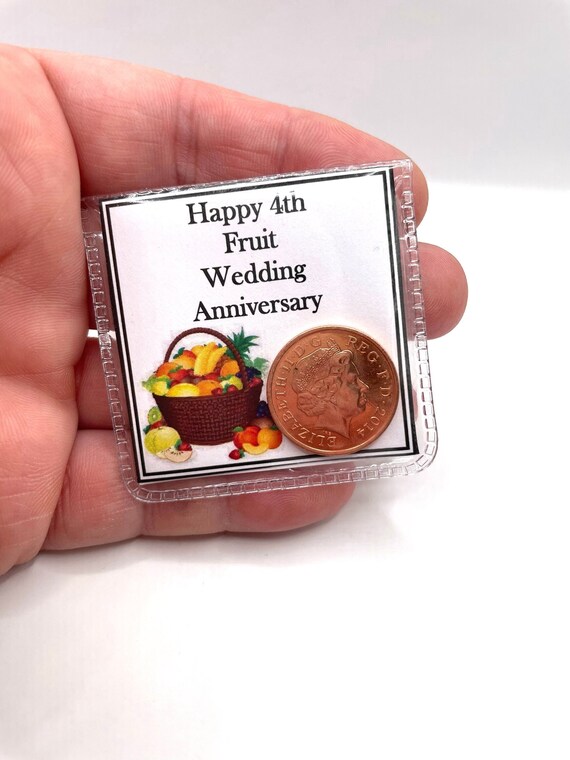 1ST to 10TH Traditional Wedding Anniversary Lucky English PENNY Coin Keepsake Pouch To Put Inside A Card Gift Bag 1st Paper 2nd Cotton Iron