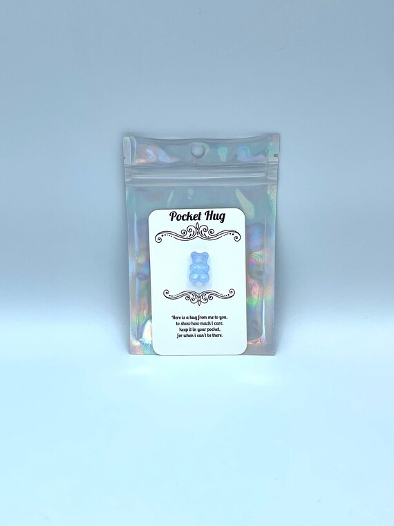 TEDDY BEAR Rainbow Pocket Hug Me Keepsake White Credit Card Size Keep Inside Purse Wallet Bag Poem Gift Bag hug for when I’m not there gift