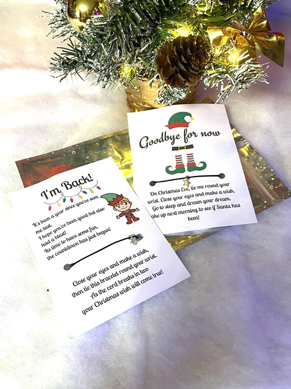 FROM YOUR ELF I’m Back make a wish leatherette style bracelet star on a card gift countdown to christmas wish fun goodbye Fun gift child