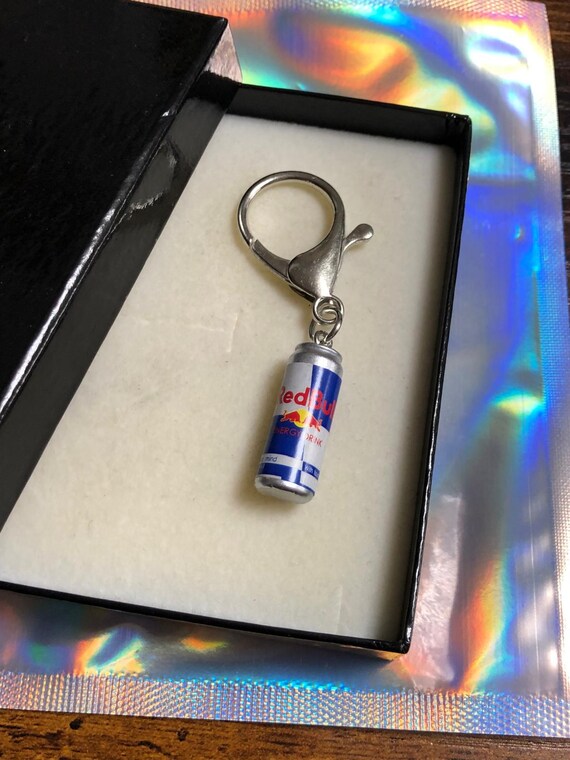 RED BULL Energy Drinks Key Ring Or Bag Charm Large Lobster Clasp Fun Novelty Keepsake Quirky Unique Spirit Add Gift Box Shimmer Bag Set