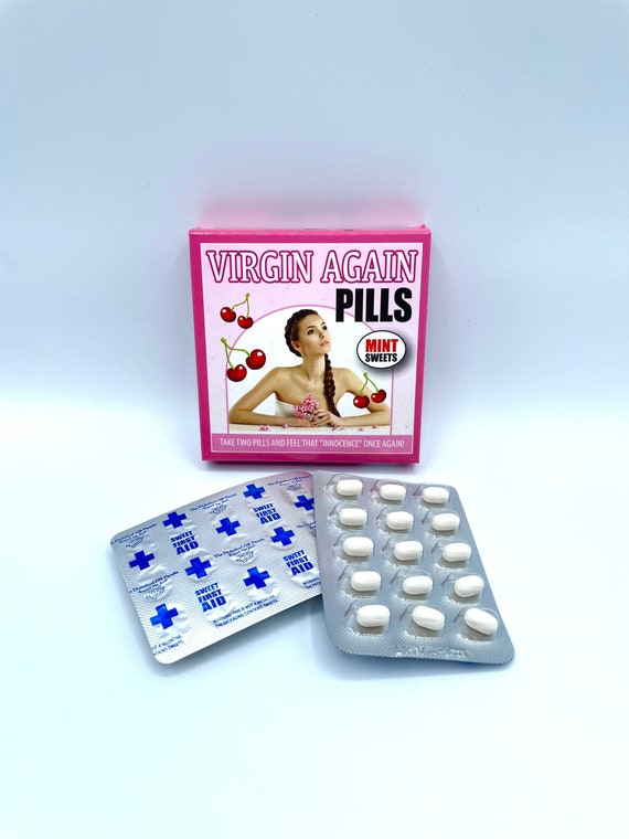VIRGIN AGAIN PILLS Fun Novelty Quirky Humorous Mint Sweets Gift Birthday Christmas Secret Santa Warning This Is Not A Medicine Pack Laugh