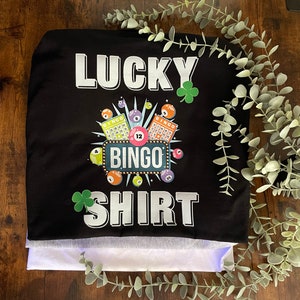Camiseta My LUCKY Bingo, regalo novedoso y divertido, vinilo impreso, buena suerte, ganadora, para hombres y mujeres, todos los tamaños, bolas de trébol, tarjetas, cumpleaños, Navidad