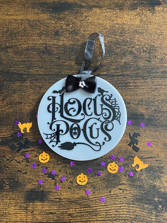 HALLOWEEN Hocus Pocus Film Inspired Tree Or Wall Decoration Bauble Keepsake Gift Bows Bats Hats Brooms Gift Bag Trick Or Treat Door Hanger