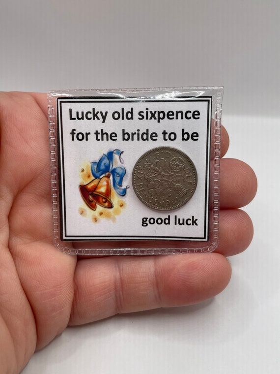 Bride to be lucky sixpence coin good luck on her wedding day for her shoe traditional poem keepsake gift hen party organza bag