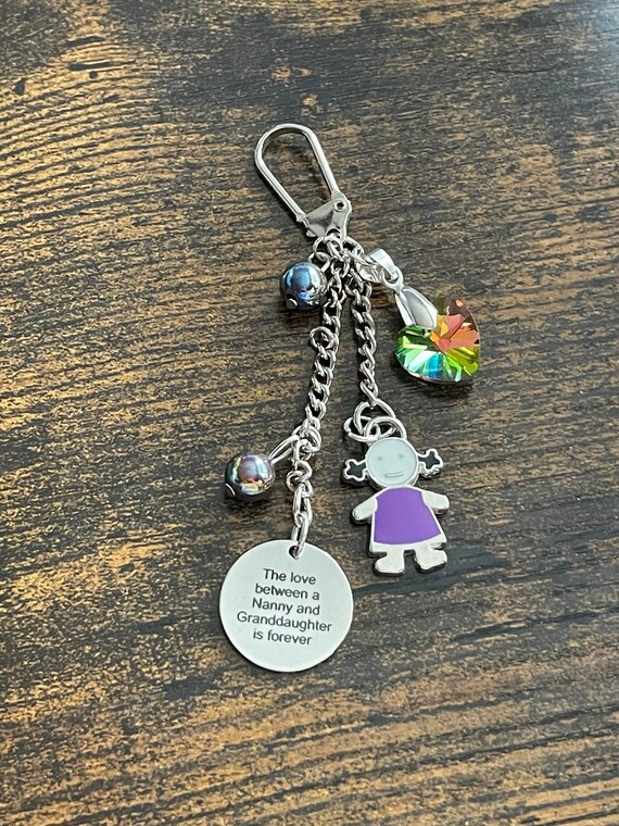 A love between a mother and daughter nanny and granddaughter is forever, choice of girl colour charms crystal heart i love you keepsake box