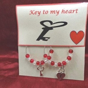 Saint valentin mariage cadeau de noël vous aurez toujours la clé de mon coeur verre à vin champagne gin charmes cadeau souvenir pour un être cher carte de perles