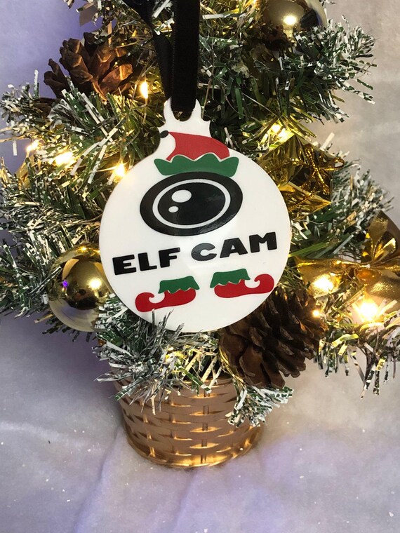 SANTA ELF CAM Christmas Tree Decoration watch if naughty or nice good or bad fun quirky gift secret santa child gift bag legs hat novelty