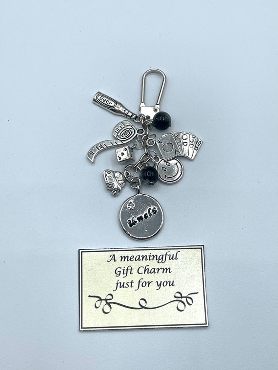 UNCLE Meaningful Keepsake keyring Charm Gift Boxed Rhymes Car Dice Beer Cards