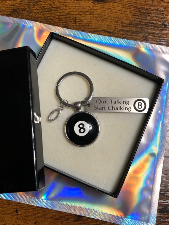 Personalised Initial Letter Pool Key Ring Charm Gift Black Number 8 Pot The Black Quit Talking Start Chalking Snooker Player Any Occasion