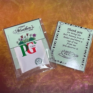 MOEDERDAG Kopje Thee Nieuwigheid Leuke theezakje Cadeau om dank u te zeggen voor mama nan etc gelamineerde kaart en cellofaan tas zet cadeau in een kaart