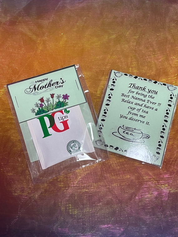 MOTHERS DAY Cup Of Tea Novelty Fun Tea Bag Gift To Say Thank You for mum nan etc laminated card and cellophane bag put gift inside a card
