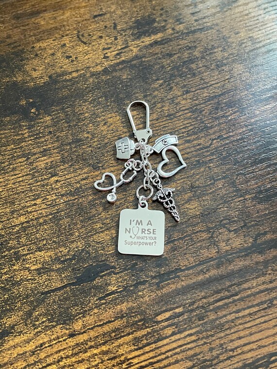 I’m A Nurse What’s Your Superpower? Key Ring Charm Set Stethoscope Cross Bag Medical Symbol Charm Hat Keepsake Graduated Gift Box Or Bag