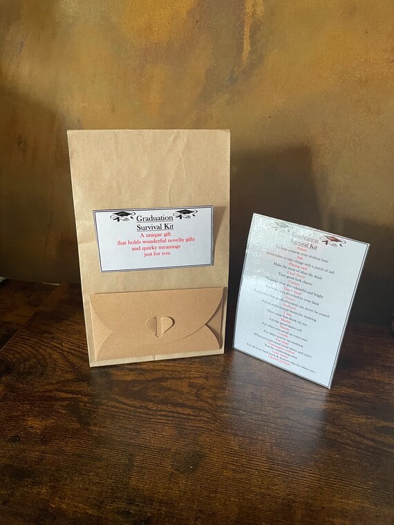 GRADUATION Fun Novelty Survival Gift & Personalised Card Optional Present Good Luck Graduated Quirky Unique Gift Sweet Paper Bag Envelope