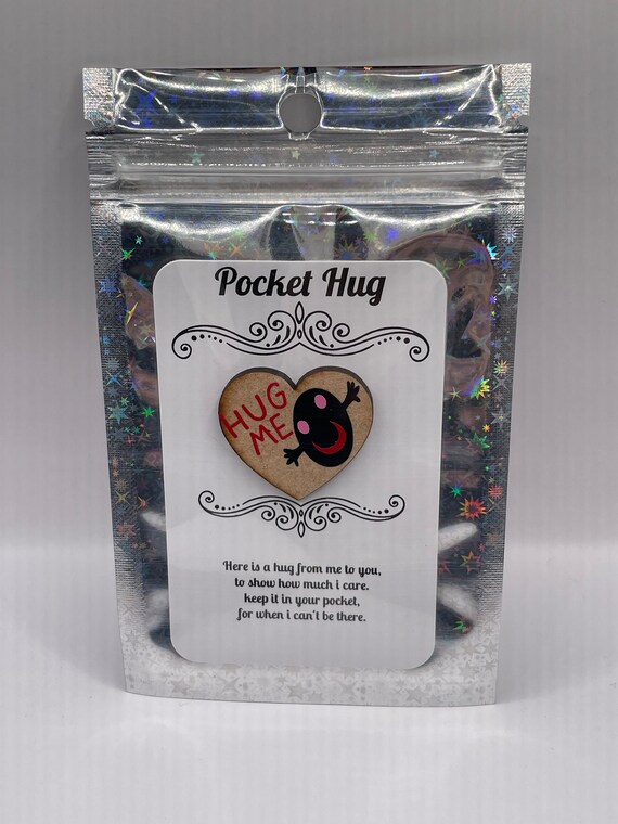 Emoji Face Pocket Hug Me Heart Keepsake Credit Card Size Gift Keep Inside Purse Wallet Bag Poem Gift Bag hug for when I’m not there gift