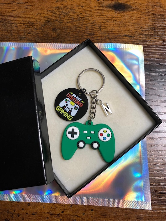 Large Controller Key Charm Set Personalised Initial Letter Do Not Disturb Any Colour Keepsake Gift Box Bag Gaming Fan Xbox Pc Computer